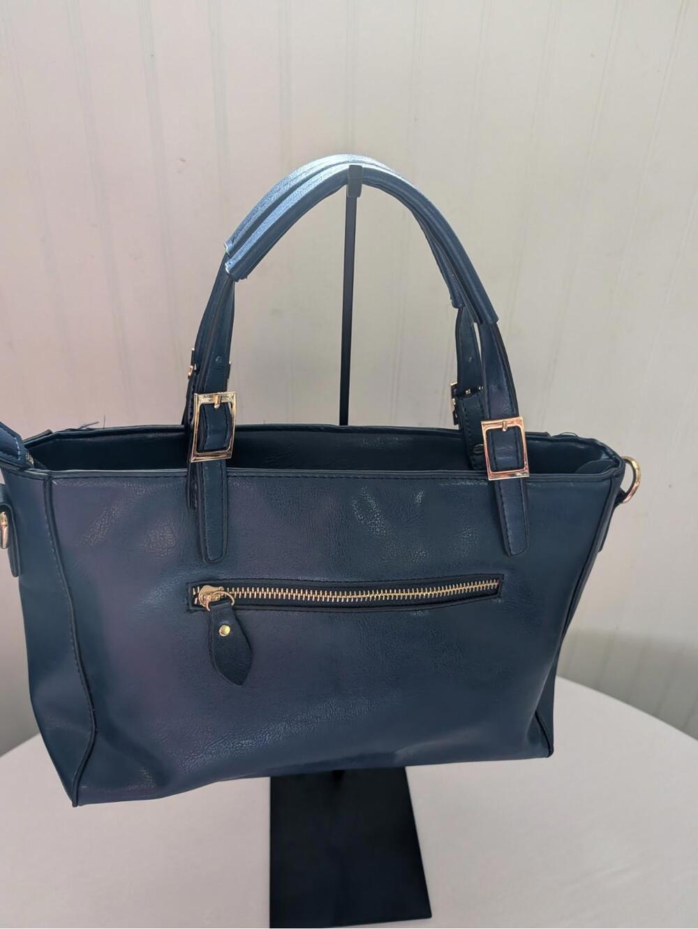 Shoulder Bag Top Handle Many Pockets Blue - Picture 2 of 7